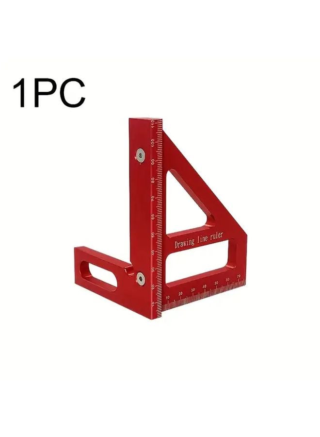 1pc Multi Angle Aluminum Ruler Red Precision Measurement Tool for Woodworking - Image 1