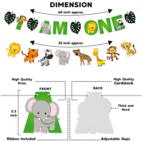 Festiko® 34 Pcs Jungle Theme I Am One Banner, Cake & Cupcake Toppers, Swirls with Cutouts, Jungle Theme 1st Birthday Supplies, I Am One Combo Decoration, Jungle Safari Party Supplies - Image 4
