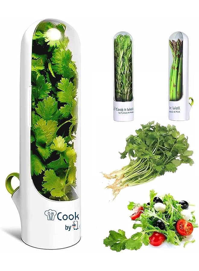 IAF IT WELL® Herb Keeper, Herb Storage Container, Keep your Vegetable Fresh in Refrigerator, Herb Savor Pod for Cilantro, Mint, Parsley, Asparagus - Image 1