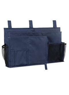 Excefore Bedside Caddy Hanging Bed Organizer Storage Bag Pocket for Bunk and Hospital Beds, College Dorm Rooms Baby Bed Rails, Camp 8 Pockets (Large, Blue)  - Image 1