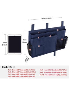 Excefore Bedside Caddy Hanging Bed Organizer Storage Bag Pocket for Bunk and Hospital Beds, College Dorm Rooms Baby Bed Rails, Camp 8 Pockets (Large, Blue)  - Image 5