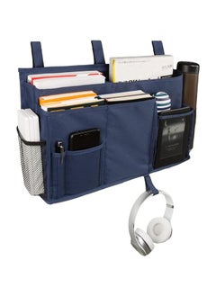 Excefore Bedside Caddy Hanging Bed Organizer Storage Bag Pocket for Bunk and Hospital Beds, College Dorm Rooms Baby Bed Rails, Camp 8 Pockets (Large, Blue)  - Image 2