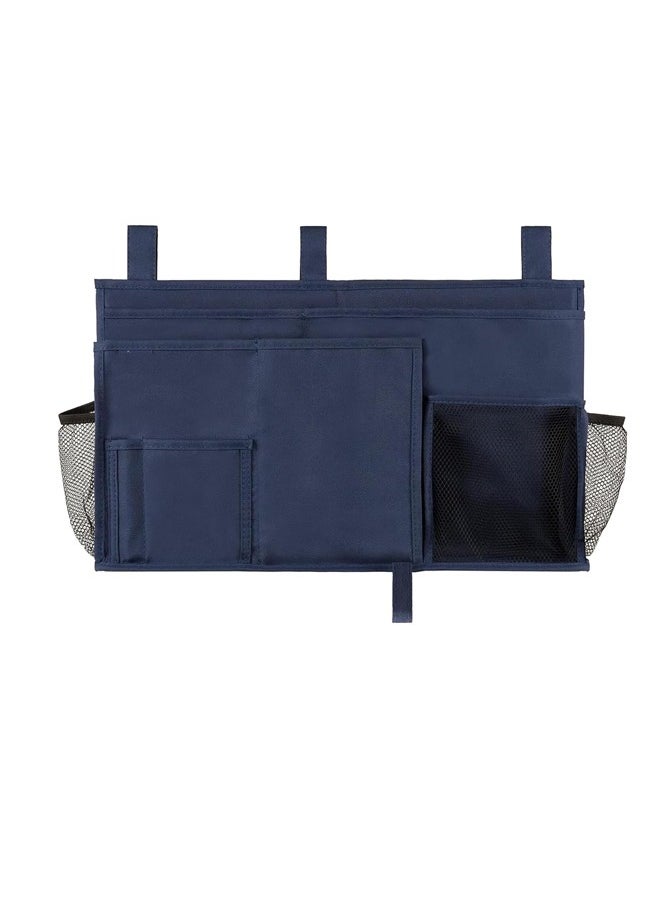 Excefore Bedside Caddy Hanging Bed Organizer Storage Bag Pocket for Bunk and Hospital Beds, College Dorm Rooms Baby Bed Rails, Camp 8 Pockets (Large, Blue)  - Image 3