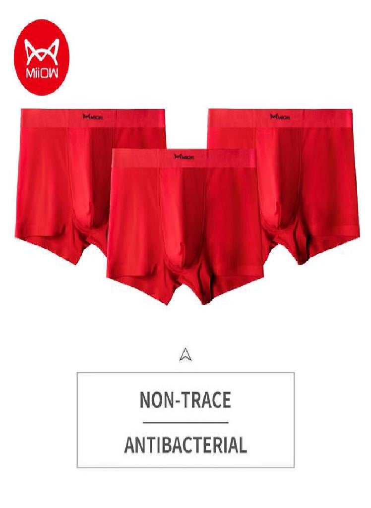 MIIOW - 3Pcs  Modal Men Underwear Boxer Shorts New Year Red Underpants For Man Underware Cueca Male Panties Men's Boxershorts - Image 1