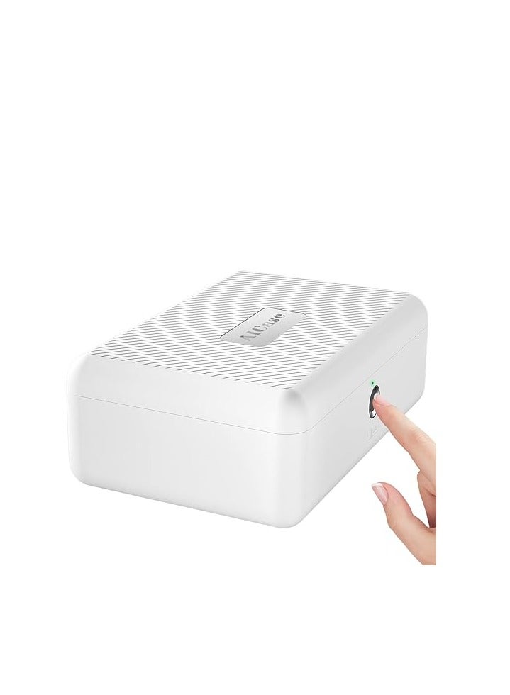 AICase Biometric Fingerprint Storage Box,AICase Portable Cash Jewelry Security Case Lock Box Safe,Combination Lock for Car, Home,Office Travel White - Image 1