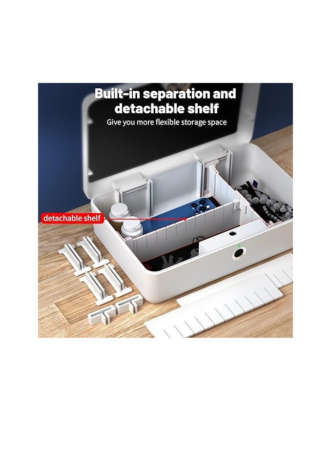 AICase Biometric Fingerprint Storage Box,AICase Portable Cash Jewelry Security Case Lock Box Safe,Combination Lock for Car, Home,Office Travel White - Image 3