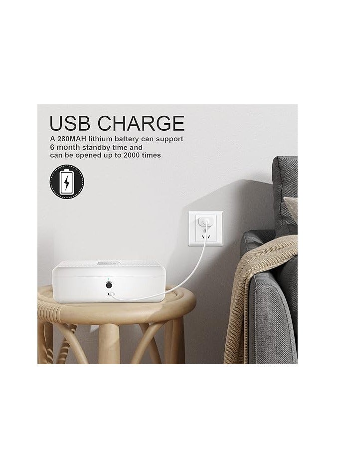 AICase Biometric Fingerprint Storage Box,AICase Portable Cash Jewelry Security Case Lock Box Safe,Combination Lock for Car, Home,Office Travel White - Image 4