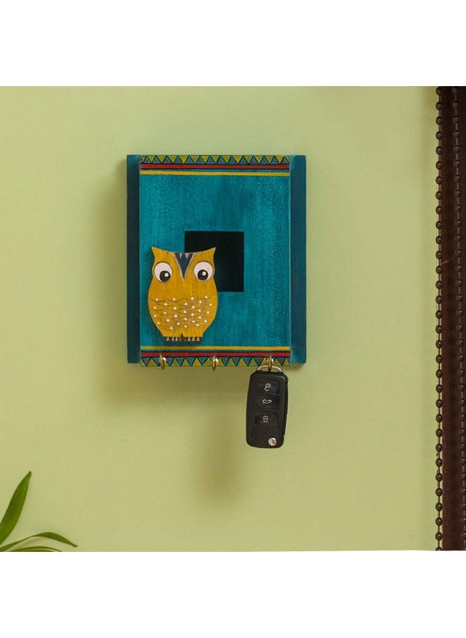 ExclusiveLane ExclusiveLane 'Owl Motif' Decorative Wooden Key Holder for Home Décor Stylish (3 Hooks, Pine Wood) |Key Hangers for Wall Décor Keychain Holder Key Stand Key Holder for Wall Decoration Home Decorative  - Image 1