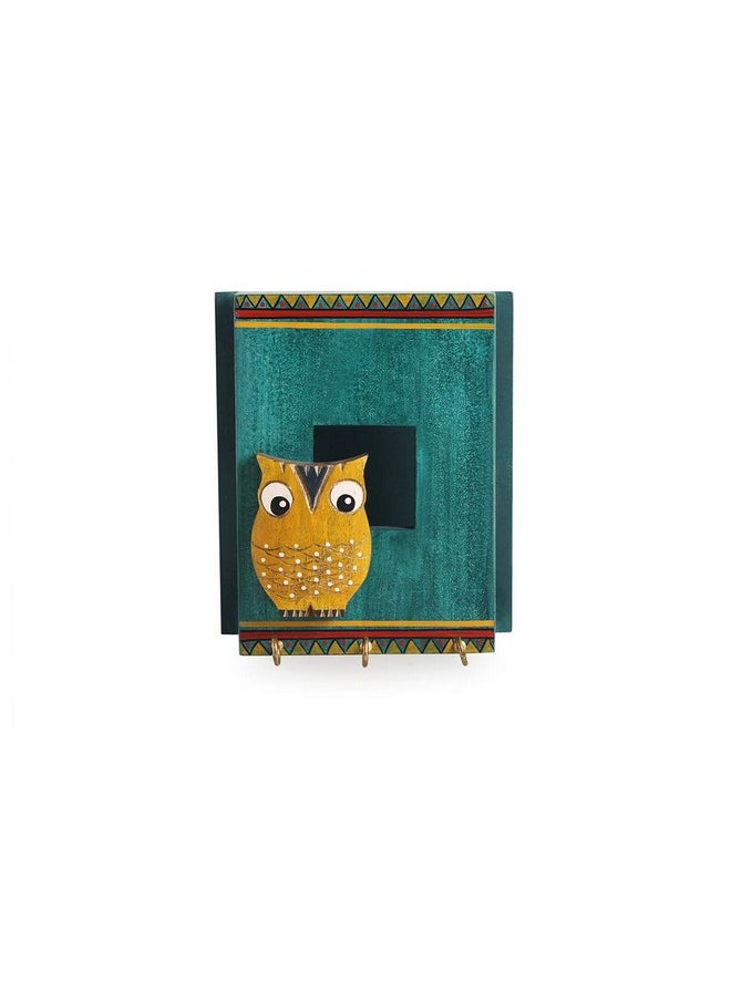 ExclusiveLane ExclusiveLane 'Owl Motif' Decorative Wooden Key Holder for Home Décor Stylish (3 Hooks, Pine Wood) |Key Hangers for Wall Décor Keychain Holder Key Stand Key Holder for Wall Decoration Home Decorative  - Image 2