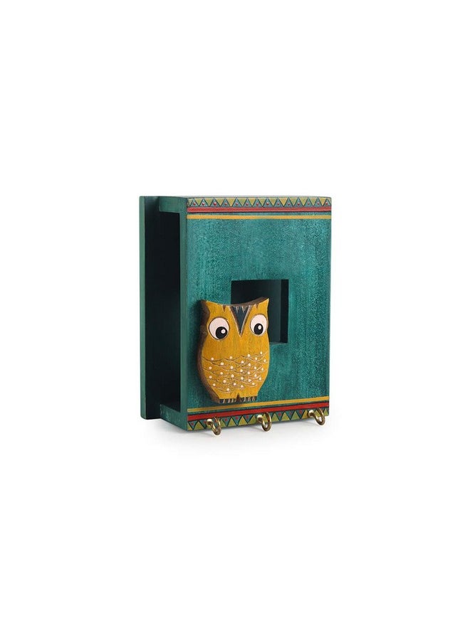ExclusiveLane ExclusiveLane 'Owl Motif' Decorative Wooden Key Holder for Home Décor Stylish (3 Hooks, Pine Wood) |Key Hangers for Wall Décor Keychain Holder Key Stand Key Holder for Wall Decoration Home Decorative  - Image 3