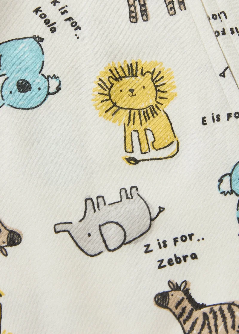 ماتلان بدلة نوم أطفال بسحاب بتصميم حيوانات