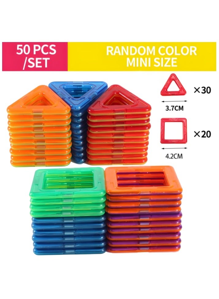 Magnetic Blocks Tough Building Tiles STEM Toys for 3+ Year Old Boys and Girls Learning by Playing Games for Toddlers Kids Toys Compatible with Major Brands Building Blocks(50Pcs)  - Image 1