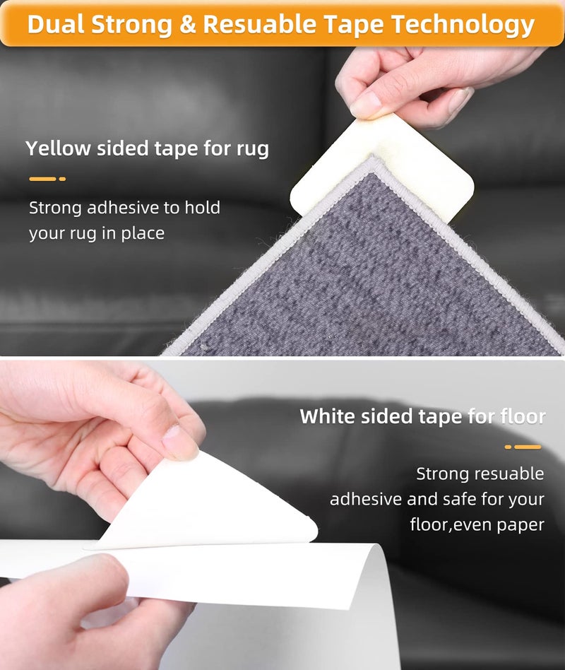 Home Techpro 8 PCS Gripper for Rug for Hardwood Floors  Reusable Under Rug Carpet Tape  Rug Anti Slip Grips for Area Rugs Non Slip Rug Pads - Image 2