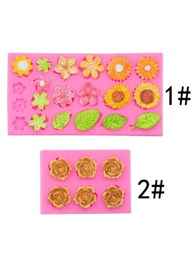 Pink Silicone Flower Molds For Cake Decorating Rose Sunflower Daisy Fondant - Image 4