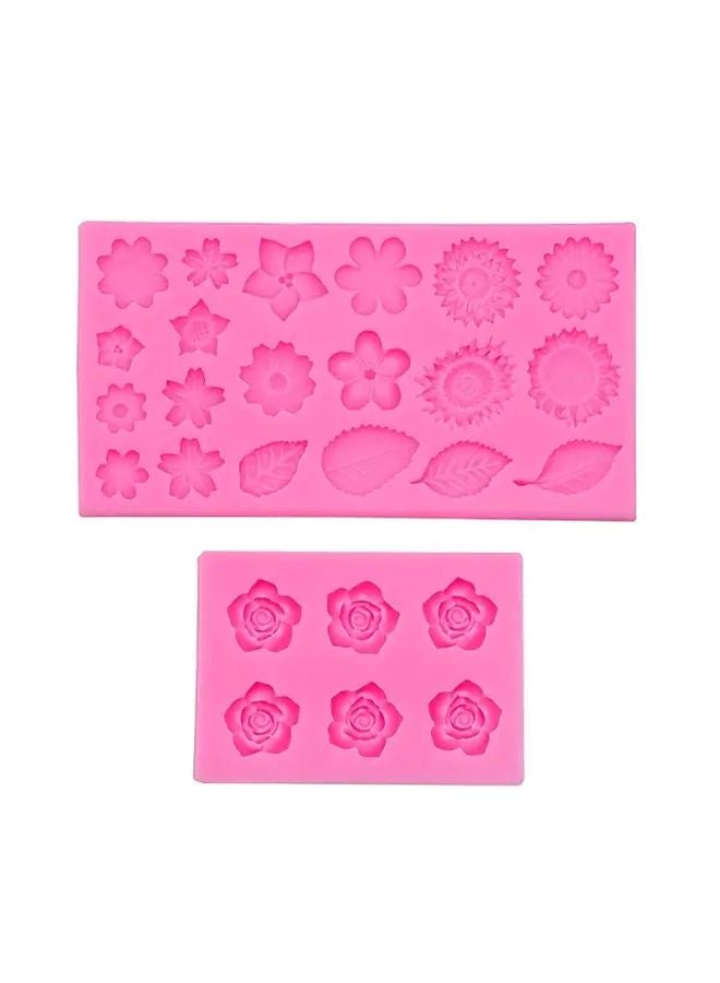 Pink Silicone Flower Molds For Cake Decorating Rose Sunflower Daisy Fondant - Image 5