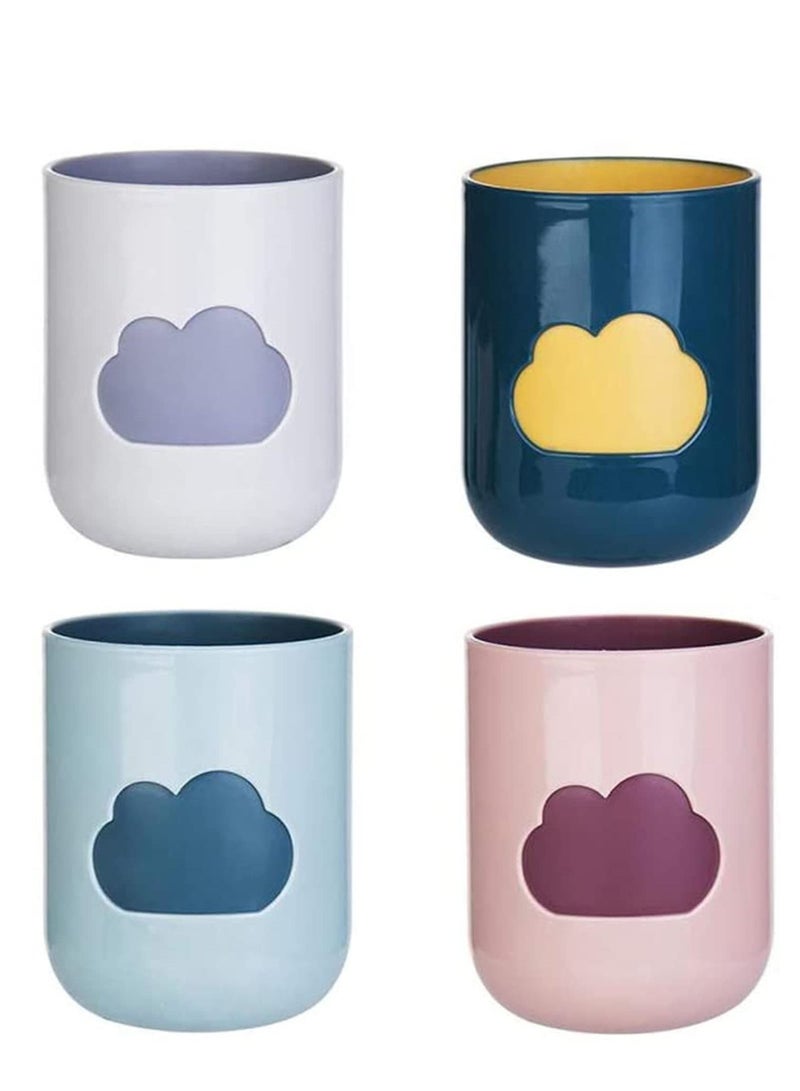 Y&D 4Pcs Toothbrush Cup, Cloud Pattern Simple Nordic Travel Portable Wash Tooth Mug Durable Big Mouth Couples Cups Bathroom Supply for Kids, Family and Friend - Image 1