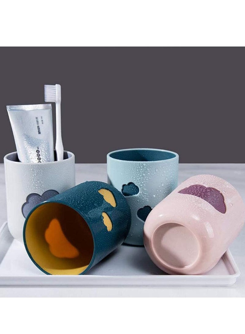 Y&D 4Pcs Toothbrush Cup, Cloud Pattern Simple Nordic Travel Portable Wash Tooth Mug Durable Big Mouth Couples Cups Bathroom Supply for Kids, Family and Friend - Image 4