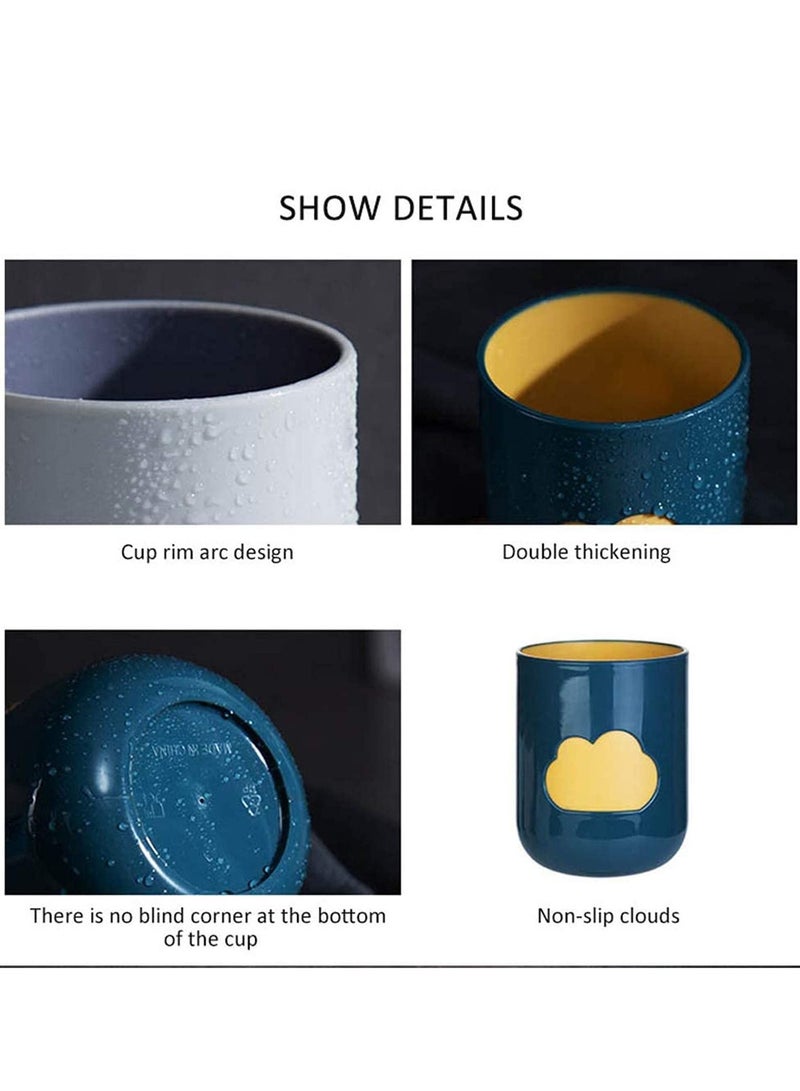 Y&D 4Pcs Toothbrush Cup, Cloud Pattern Simple Nordic Travel Portable Wash Tooth Mug Durable Big Mouth Couples Cups Bathroom Supply for Kids, Family and Friend - Image 5