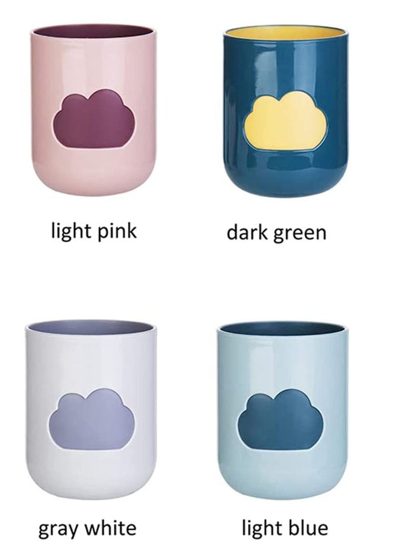 Y&D 4Pcs Toothbrush Cup, Cloud Pattern Simple Nordic Travel Portable Wash Tooth Mug Durable Big Mouth Couples Cups Bathroom Supply for Kids, Family and Friend - Image 3
