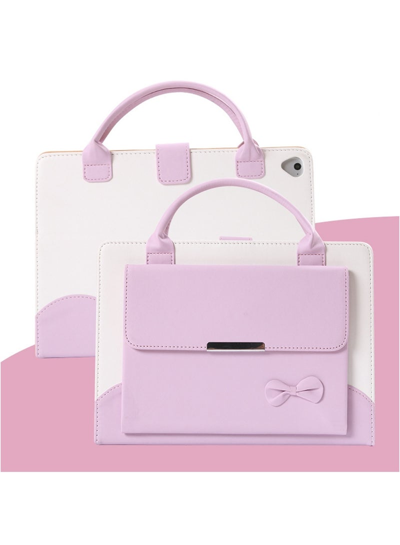 Hihonor Handbag Case iPad Pro 13" M4 2024/iPad Pro 12.9" 2022 2021 2020 2018 with Top Handle/Front Pocket, Auto Sleep Wake/Adjustable Stand Angles, Lightweight PU Leather Protective Cover(Pink)  - Image 1