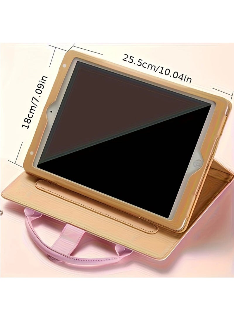 Hihonor Handbag Case iPad Pro 13" M4 2024/iPad Pro 12.9" 2022 2021 2020 2018 with Top Handle/Front Pocket, Auto Sleep Wake/Adjustable Stand Angles, Lightweight PU Leather Protective Cover(Pink)  - Image 2