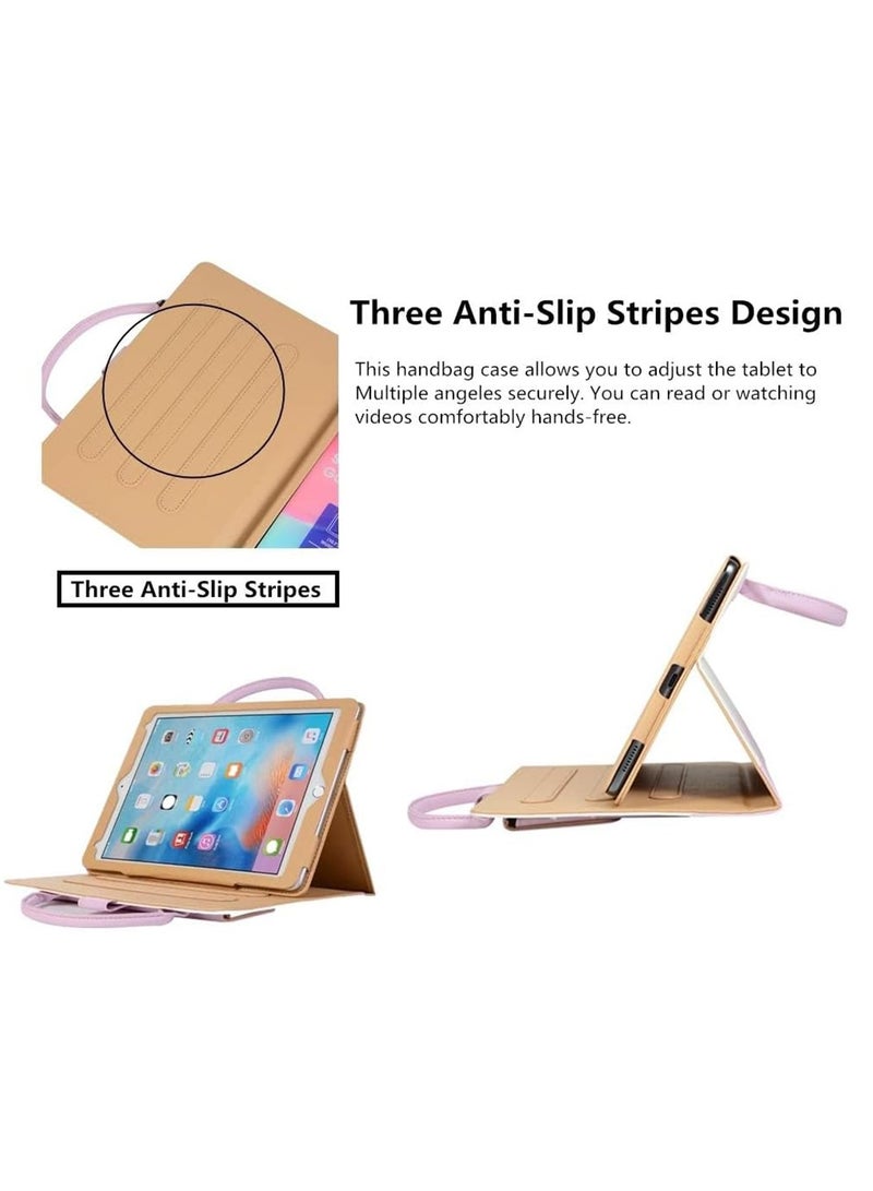 Hihonor Handbag Case iPad Pro 13" M4 2024/iPad Pro 12.9" 2022 2021 2020 2018 with Top Handle/Front Pocket, Auto Sleep Wake/Adjustable Stand Angles, Lightweight PU Leather Protective Cover(Pink)  - Image 3