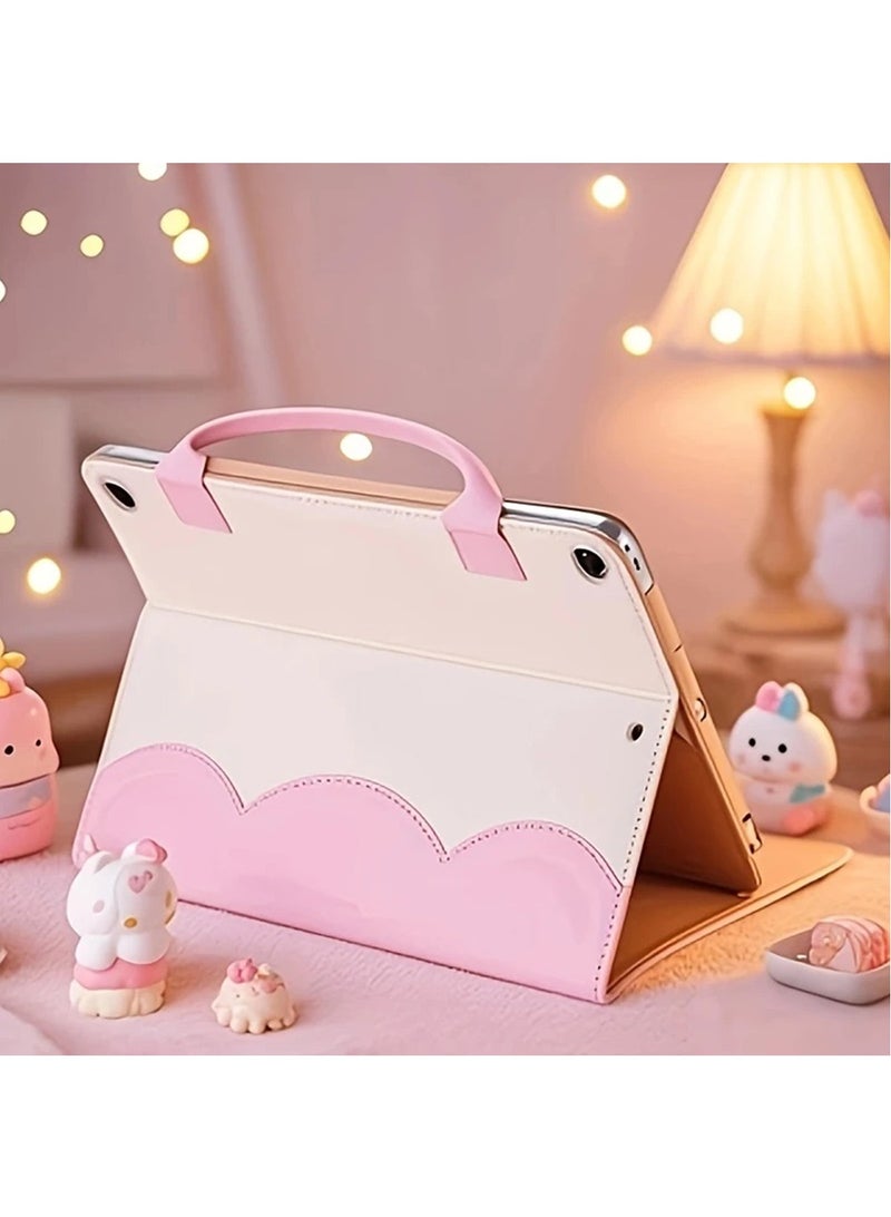 Hihonor Handbag Case iPad Pro 13" M4 2024/iPad Pro 12.9" 2022 2021 2020 2018 with Top Handle/Front Pocket, Auto Sleep Wake/Adjustable Stand Angles, Lightweight PU Leather Protective Cover(Pink)  - Image 4