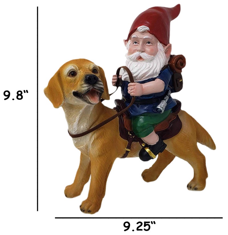 Funny Guy Mugs Gnome and a Yellow Lab Statue- Yellow Labrador Retriever- Indoor/Outdoor Garden Gnome Sculpture for Patio, Yard or Lawn - Image 4