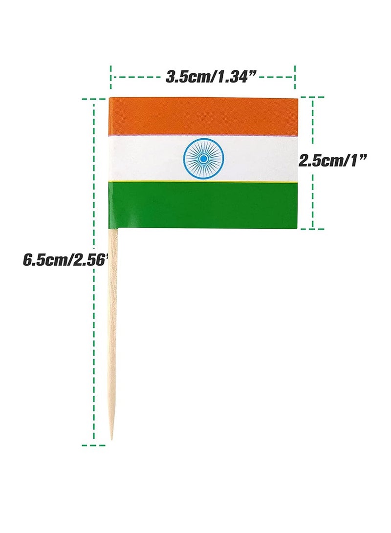 PRINTSHOP4ME 100 Pcs Indian Flag Toothpick Flags - India Flag Day - Independence Day - Party Supplies Flag Decoration -Celebrate Republic Day in India - Image 3