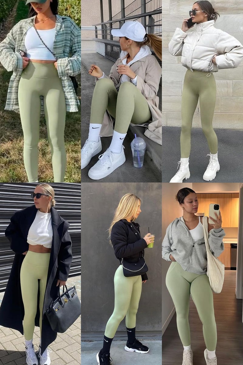 Laite Hebe Leggings for Women - High Waisted Full Length Buttery Soft Yoga Pants for Workout Athletic Daily Light Green - Image 5