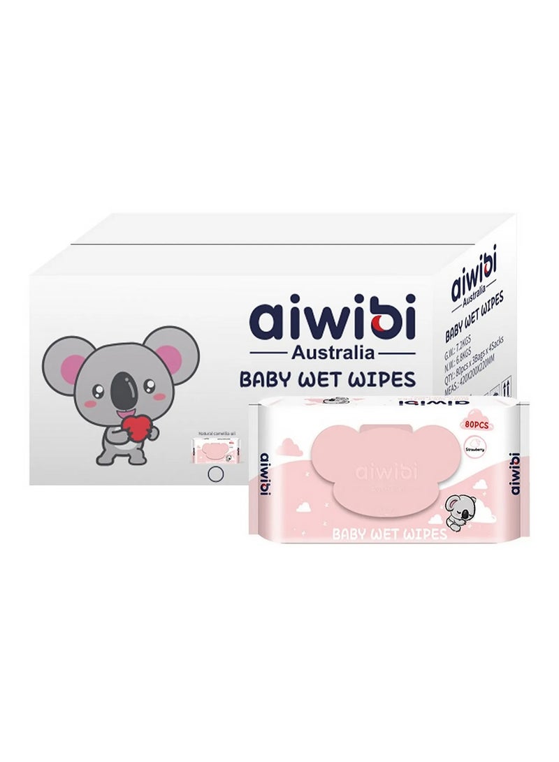 Aiwibi Strawberry Scented Pure Water Baby Wet Wipes - Super Soft & Gentle, 960 Count Pack