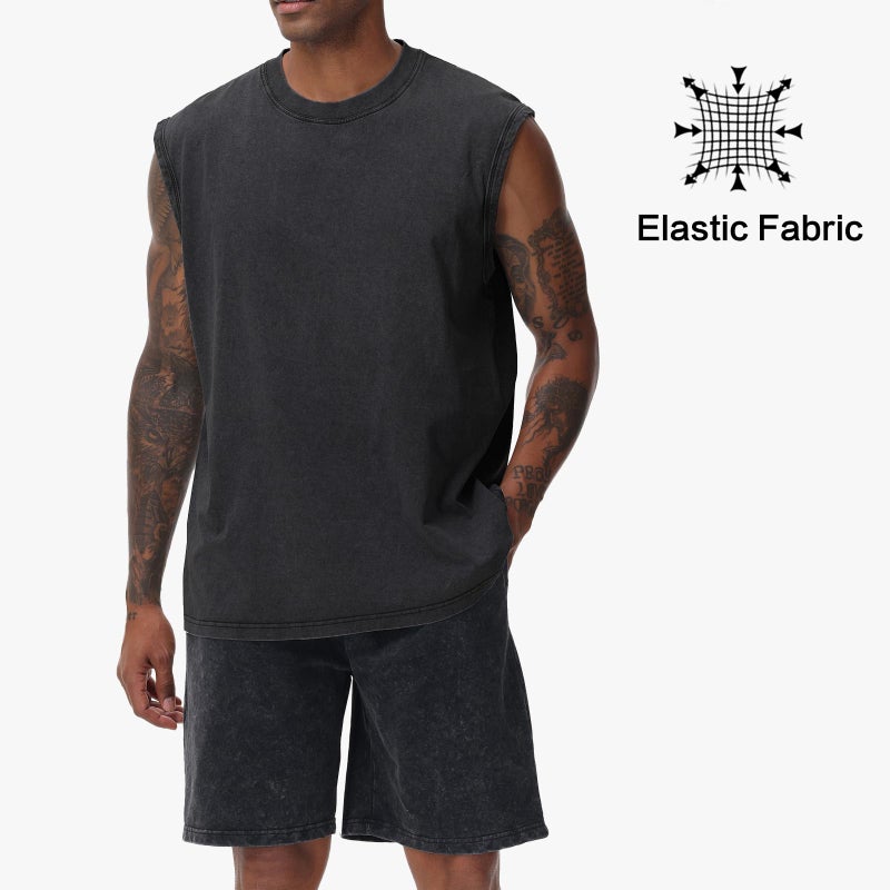 KEEPSHOWING Mens Cotton Sleeveless Tank Tops Cut Off Muscle Gym T Shirts Running Beach Loose Fit Tees(ACGYBK XL) - Image 3