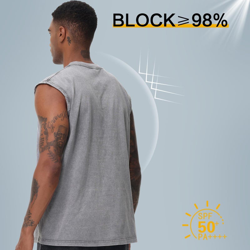 KEEPSHOWING Mens Cotton Sleeveless Tank Tops Cut Off Muscle Gym T Shirts Running Beach Loose Fit Tees(ACGYBK XL) - Image 4