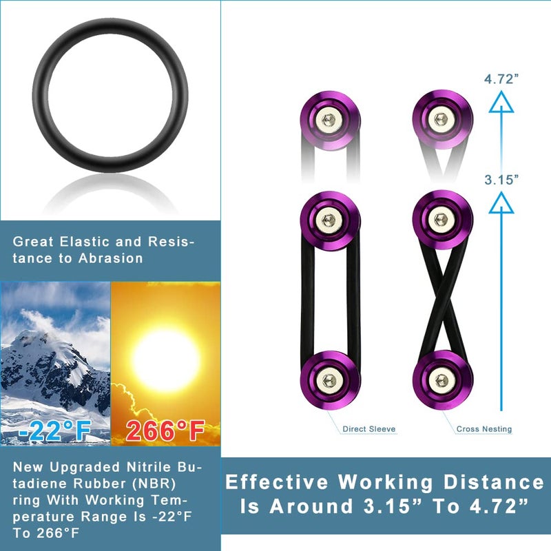 Rolling Gears JDM Bumper Quick Release Front Rear Bumper Fasteners  4 Piece (Purple)  8 x O-Ring - Image 2