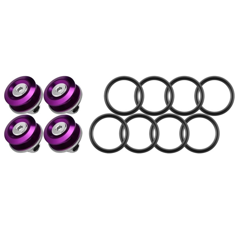 Rolling Gears JDM Bumper Quick Release Front Rear Bumper Fasteners  4 Piece (Purple)  8 x O-Ring - Image 1