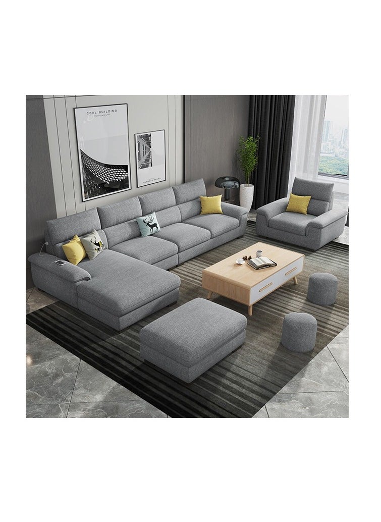 Ripple FURNITURE Overstuffed Multifunction Wooden Frame Furniture Sofa Living Room Full Set 5 Seater L Shape Grey 360X95X90  - Image 1