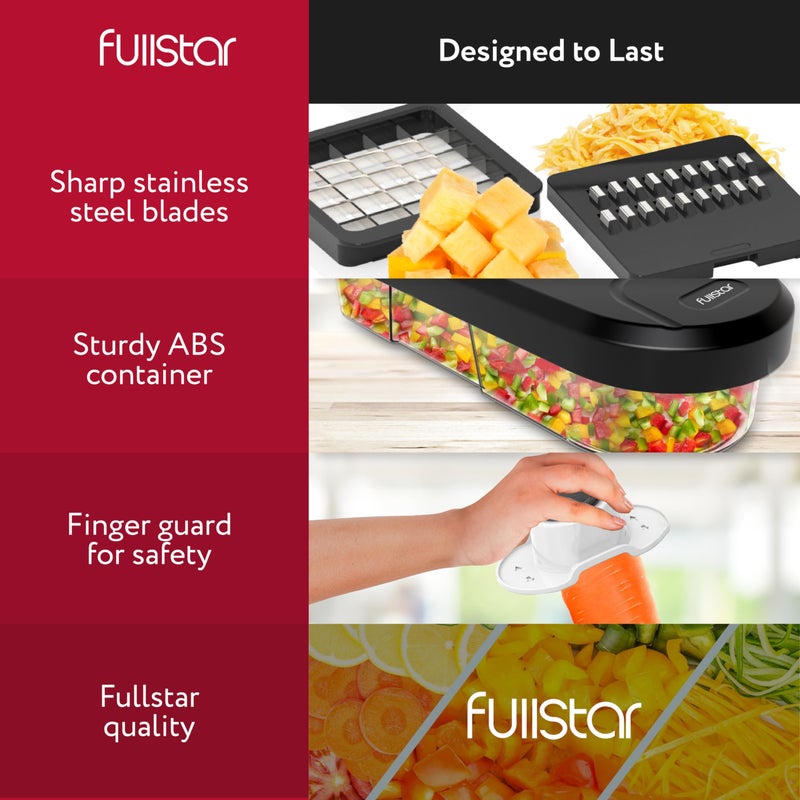 Fullstar Mandoline Slicer for Kitchen - Vegetable Chopper, Onion Potato Food Veggie Fruit Slicer and Cutter with Container, Kitchen Gadgets & Gifts, Home Essentials (10-in-1, White/Black) - Image 5