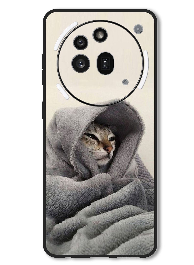 Theodor Case Compatible with Nothing Phone 3a Pro Protection Shockproof Bumper Cover Cat in Blanket - Image 1