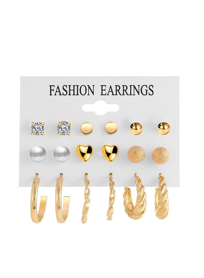 Lemon 27 Pairs Hypoallergenic Fashion Stud Earrings Set for Women ,Large Ear Ring, Multi-StylesEarring Jewelry Gold - Image 2