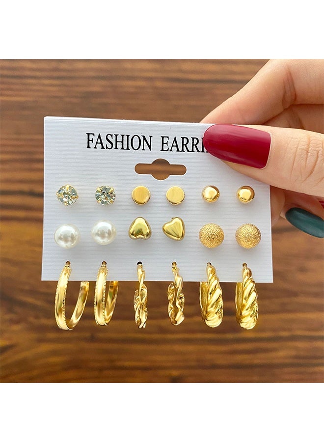 Lemon 27 Pairs Hypoallergenic Fashion Stud Earrings Set for Women ,Large Ear Ring, Multi-StylesEarring Jewelry Gold - Image 3