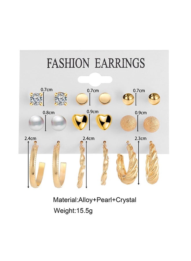 Lemon 27 Pairs Hypoallergenic Fashion Stud Earrings Set for Women ,Large Ear Ring, Multi-StylesEarring Jewelry Gold - Image 5