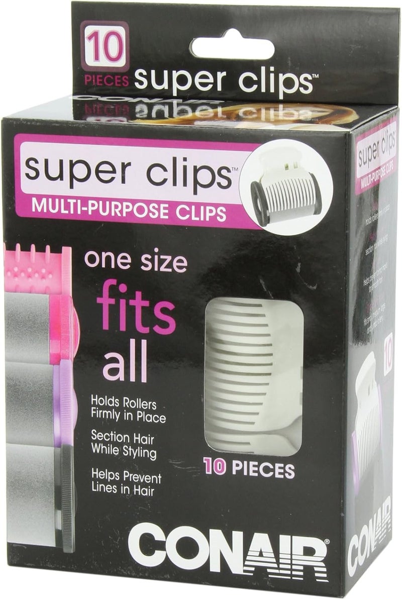 Conair Hot Roller Super Clips - 10 Count, White Hair Styling Clips - Image 3