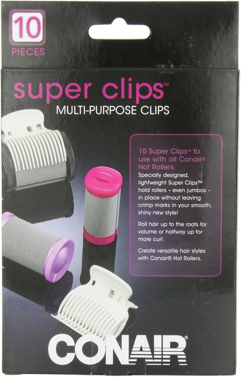 Conair Hot Roller Super Clips - 10 Count, White Hair Styling Clips - Image 2