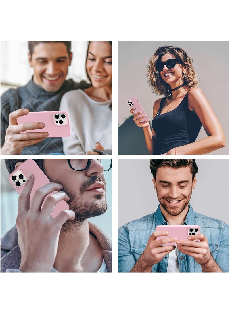 Compatible with iPhone 13 Pro Max Case 6.7 Inch Slim Liquid Silicone 4 Layers Soft Gel Rubber Shockproof Protective Phone Case with Anti Scratch Microfiber Lining (Pink) - Image 5