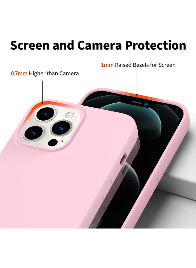 Compatible with iPhone 13 Pro Max Case 6.7 Inch Slim Liquid Silicone 4 Layers Soft Gel Rubber Shockproof Protective Phone Case with Anti Scratch Microfiber Lining (Pink) - Image 3