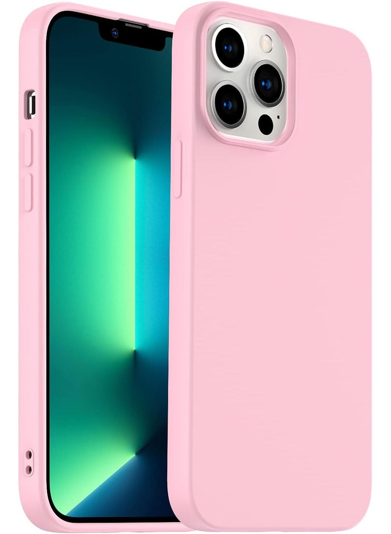 Compatible with iPhone 13 Pro Max Case 6.7 Inch Slim Liquid Silicone 4 Layers Soft Gel Rubber Shockproof Protective Phone Case with Anti Scratch Microfiber Lining (Pink) - Image 1