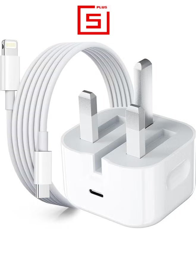5plus 20W Fast Charger | USB C Wall Fast Charger Adapter with 1m USB C to Lightning Cable Compatible with 5plus 14/14 Pro/14 Pro Max/13/12/SE2020/11/XR/XS Max/X/iPad - Image 1
