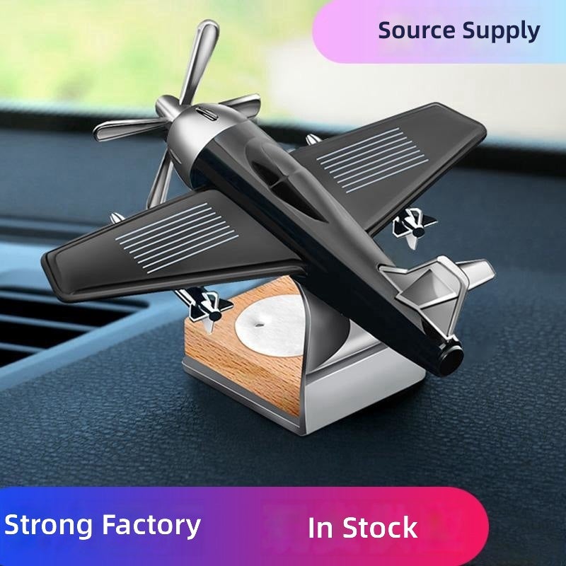 Solar-Powered Airplane Car Perfume Decoration - Rotating Solid Fragrance for Vehicle Interior - Image 2