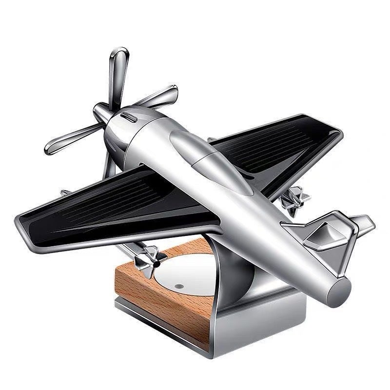 Solar-Powered Airplane Car Perfume Decoration - Rotating Solid Fragrance for Vehicle Interior - Image 1