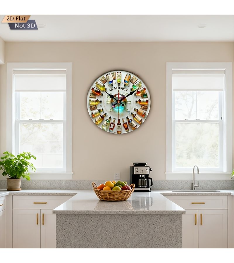 12 Inch Wooden Whiskey Theme Wall Clock Silent Decorative for Living Room Bedroom Kitchen Office Gift - Image 5